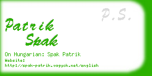 patrik spak business card